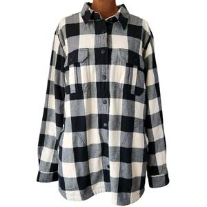 Duluth Trading Co. Jacket Fleece Lined Size XL Black White Plaid Women's